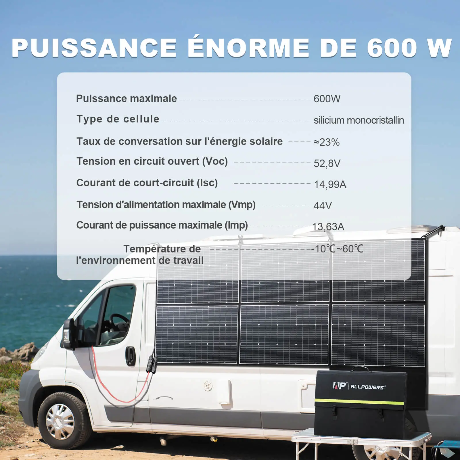 ALLPOWERS SP039 600W Panneau solaire portable monocristallin - Image 5